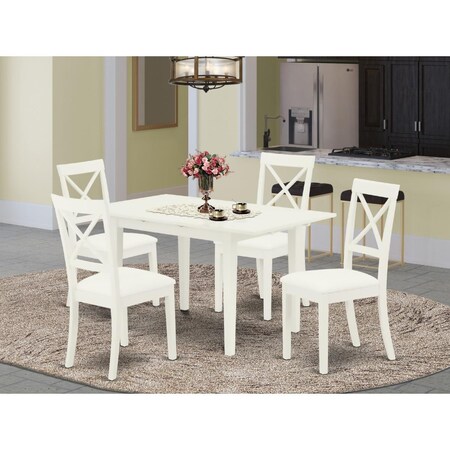 East West Furniture 5 Piece Norfolk Rectangular Dinette Set - Linen White NOBO5-WHI-LC